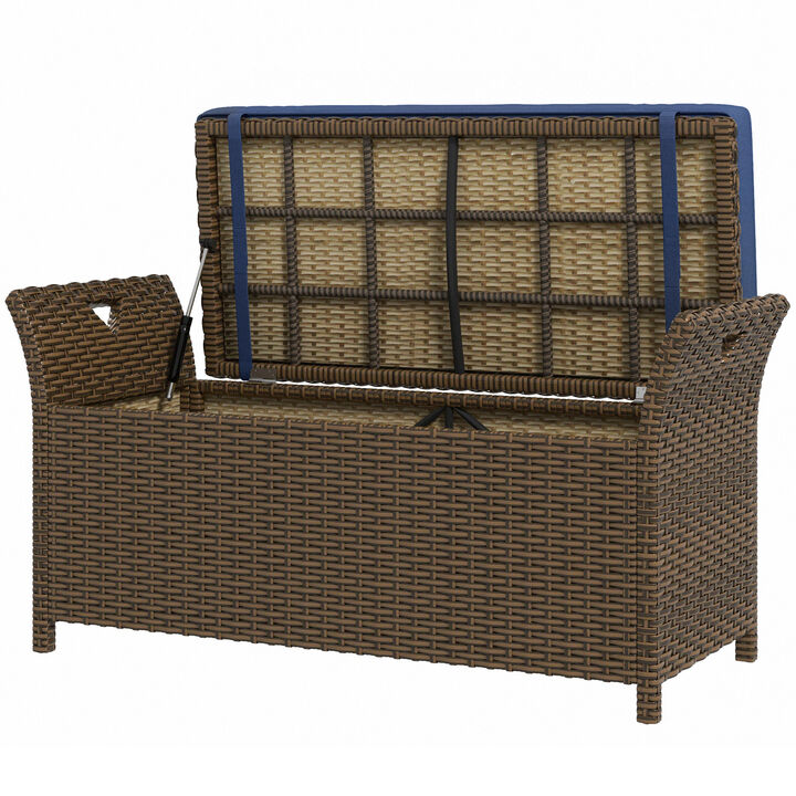 Hivvago 2-in-1 Rattan Patio Bench with Storage