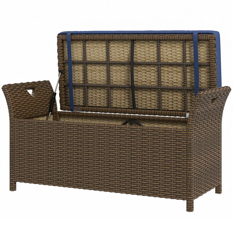 Hivvago 2-in-1 Rattan Patio Bench with Storage image number 0
