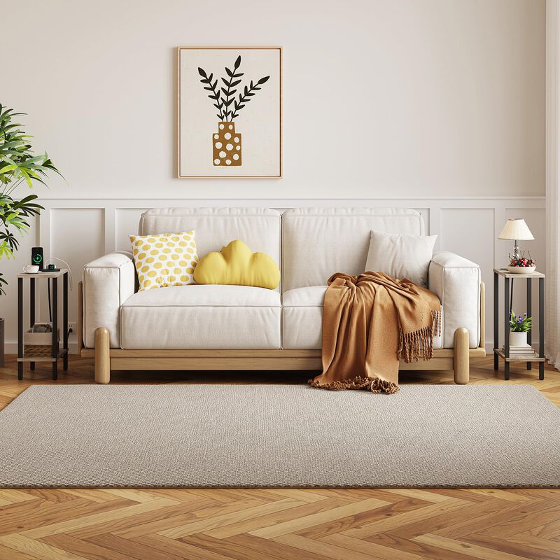 TUTOTAK Small End Table with Charging Station, Narrow Side Table with USB Ports and Outlets, Set of 2, Skinny Sofa Table, Slim N