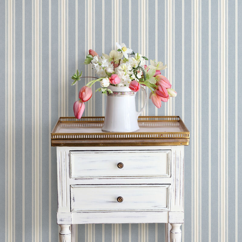 Cooper Denim Stripe Wallpaper image number 1