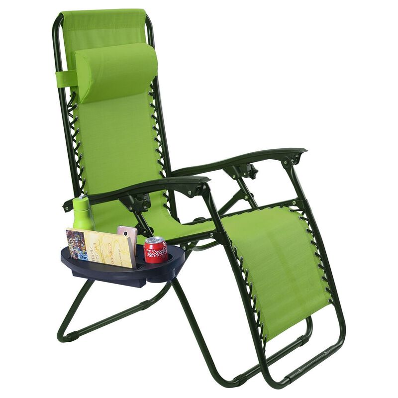 Hivvago Set of 2 Green Folding Outdoor Zero Gravity Lounge Chair Recliner