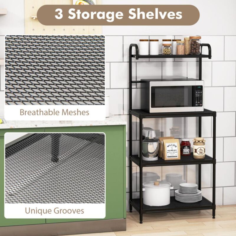 Hivvago 4-Tier Kitchen Microwave Storage Rack with Metal Shelves