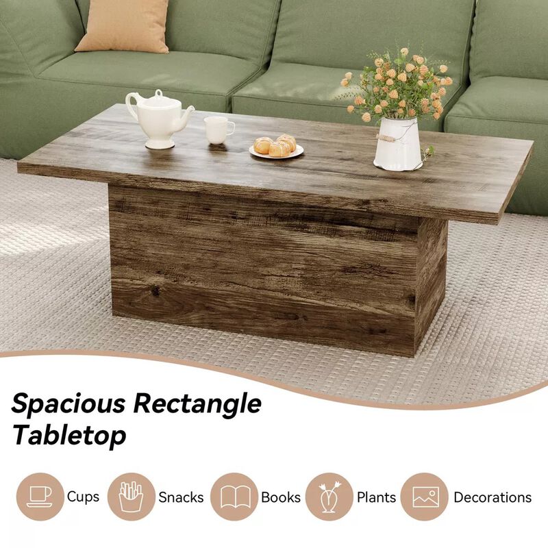 Coffee Table, Modern Engineered Wood Center Coffee Tables for Living Room, Home Office,Rustic Oak image number 6