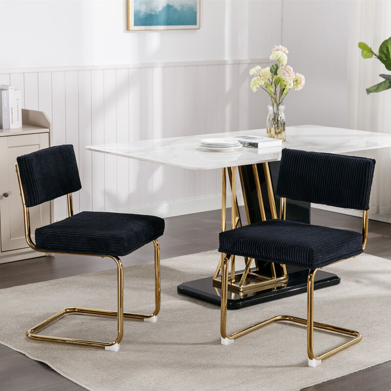Streamdale 2 Modern Black Corduroy Dining Chairs