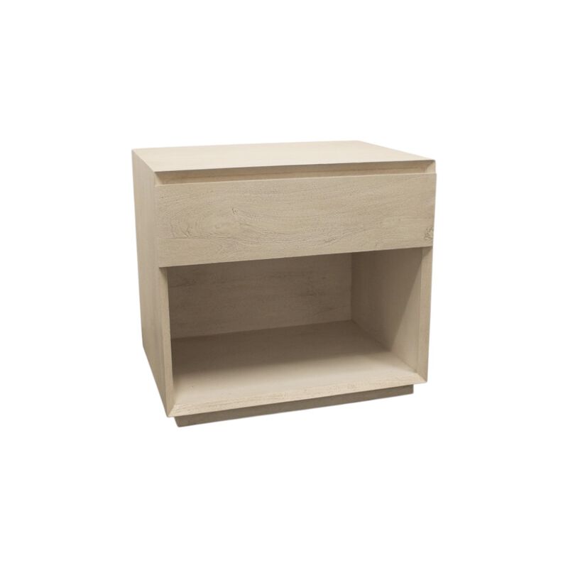 HomeRoots 24" Natural Solid Wood Ribbed Texture One Drawer Nightstand image number 4