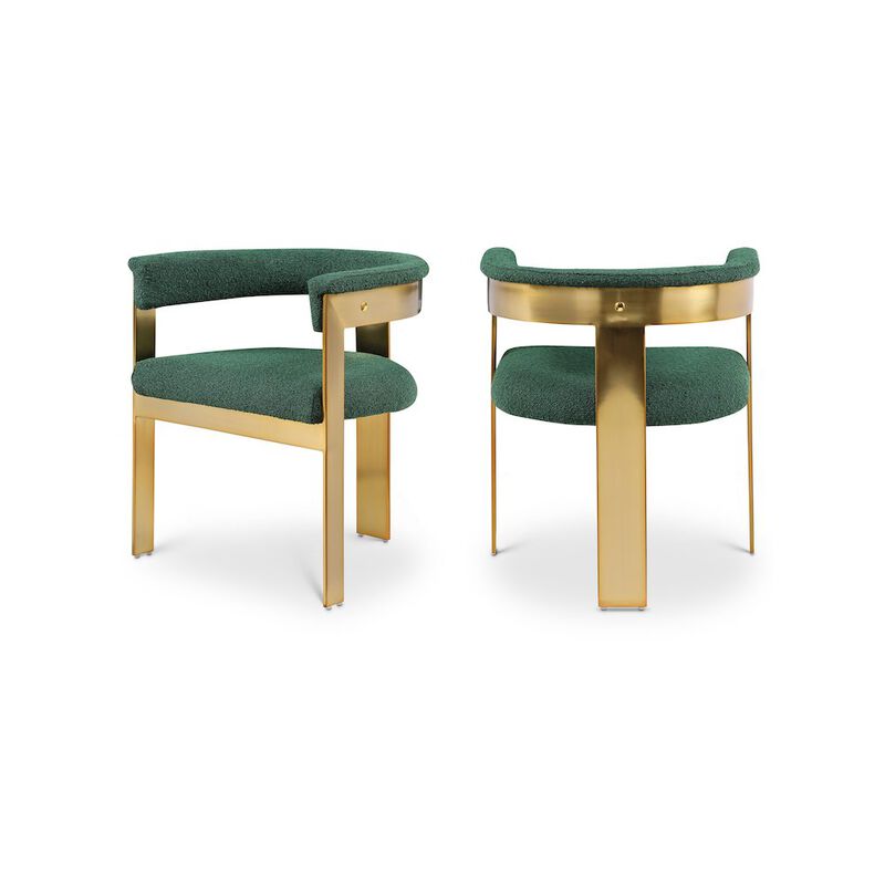 Meridian Furniture Romeo Green Boucle Fabric Dining Chair, Set of 2