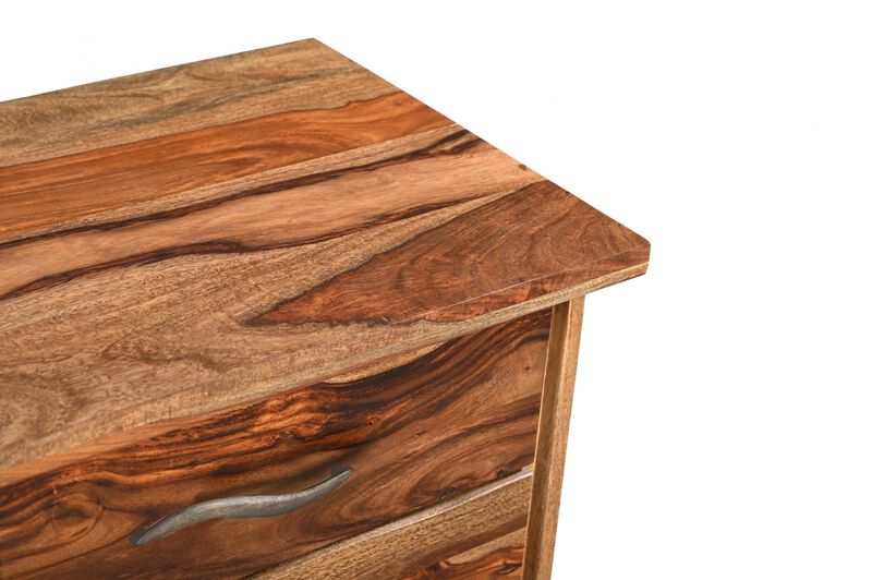 HomeRoots 30" Natural Solid Wood Three Drawers Filing Cabinet image number 4