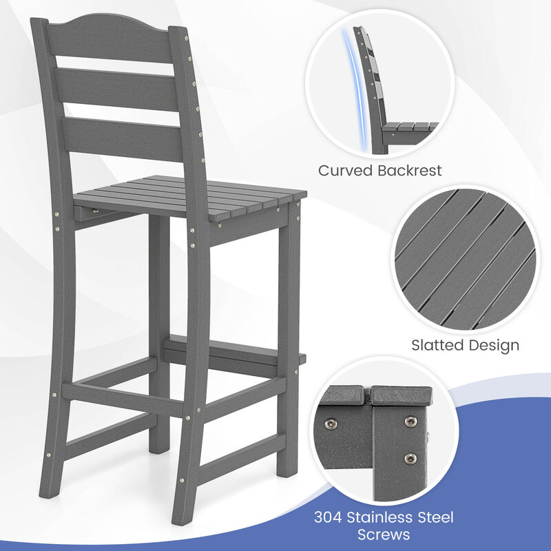 30 Inch HDPE Outdoor Counter Height Bar Stools with Backs Set of 2-Grey image number 6