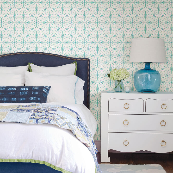 Orion Turquoise Geometric Wallpaper
