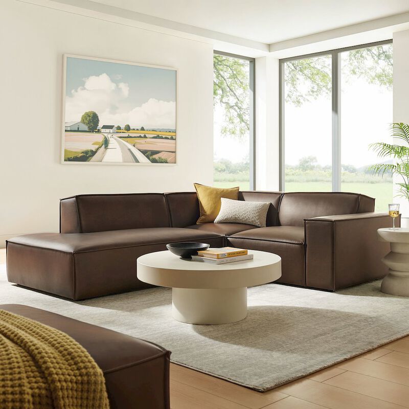 Restore 3-Piece Vegan Leather Modular L-Shaped Sectional Sofa image number 7