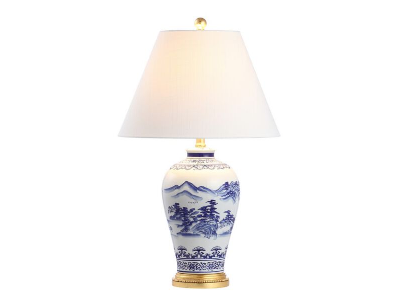 Zhou Ceramic/Iron Traditional Cottage LED Table Lamp