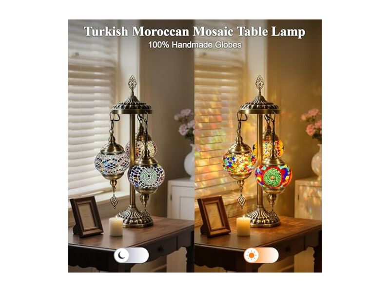 Mosaic Moroccan Table Lamp For Living Room Bedroom image number 3