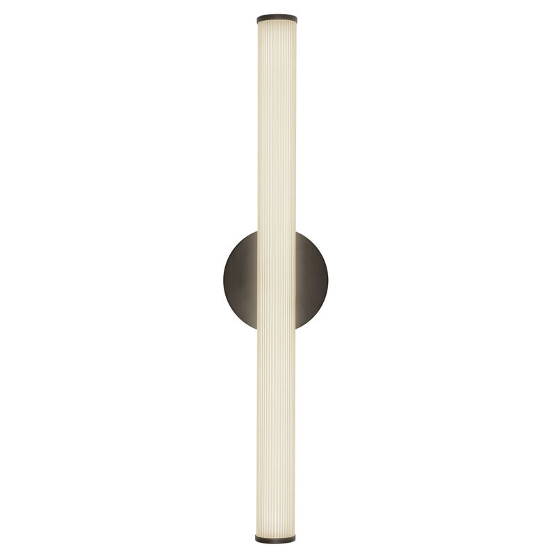 Vire 24-in Black Damp-Rated Dimmable LED Wall/Vanity Light with Ribbed Opal Diffuser image number 6