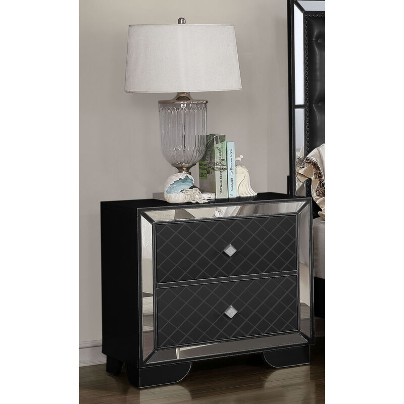 Madison Upholstery Nightstand Made with Wood in Black Color image number 3