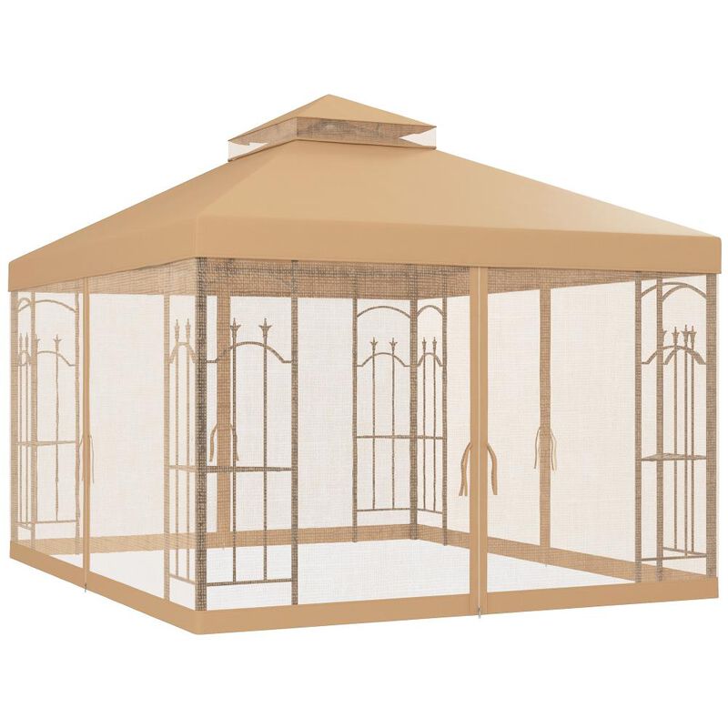Hivvago 10x12 ft Double Roof Gazebo with Mesh Netting image number 0