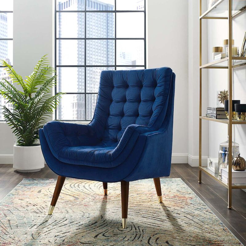 Suggest Button Tufted Performance Velvet Lounge Chair image number 5