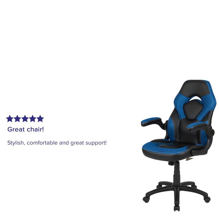 Flash Furniture X10 Gaming Chair Racing Office Computer Swivel Chair, White/Black LeatherSoft
