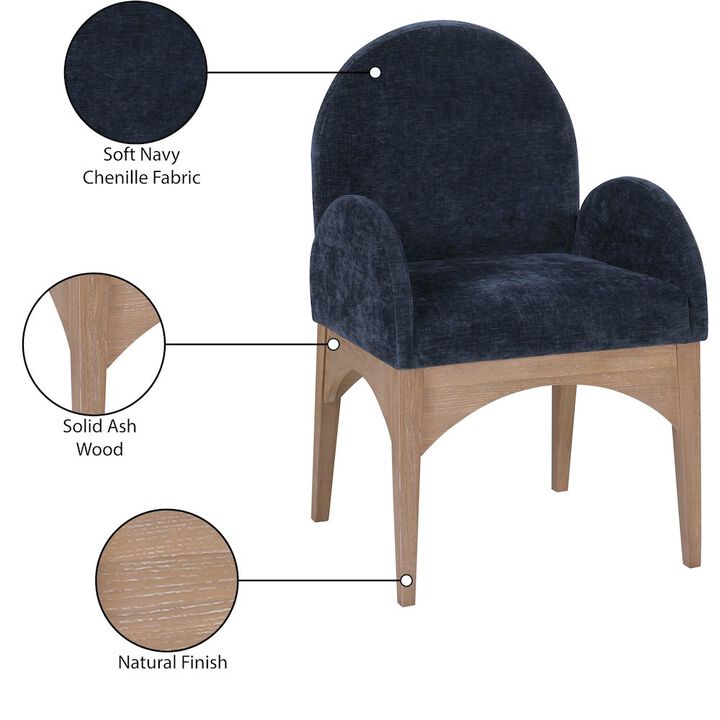 Meridian Furniture Waldorf Navy Chenille Fabric Dining Chair