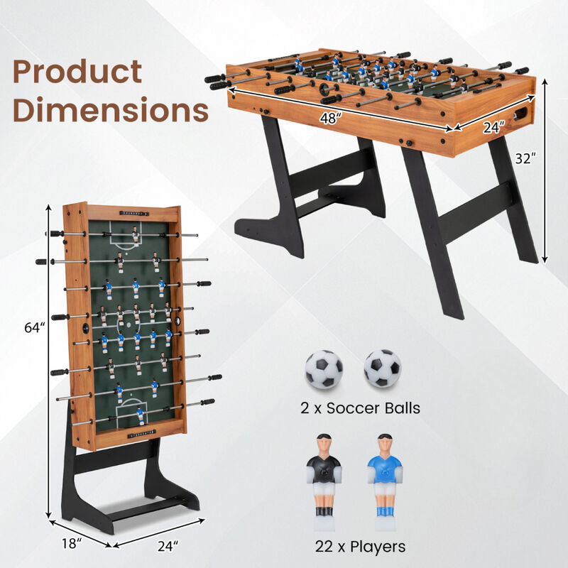 Folding Soccer Foosball Table for Family Game Room and Home Entertainment image number 2
