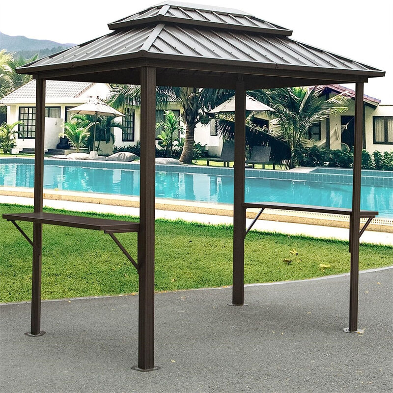 Streamdale Aluminum BBQ Gazebo with Shelves Serving Tables