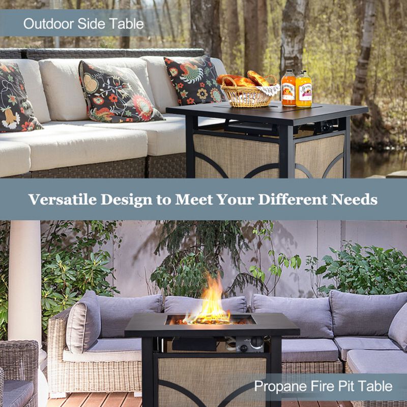 Mondawe 25" Fire Pit Table - 40K BTU with Fire Glass & Lid