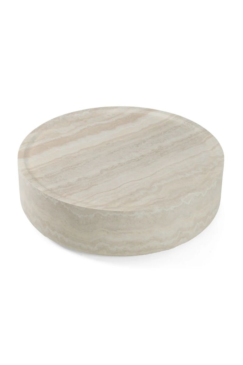 Round Travertine Finish Coffee Table | OROA Modern Benji image number 3