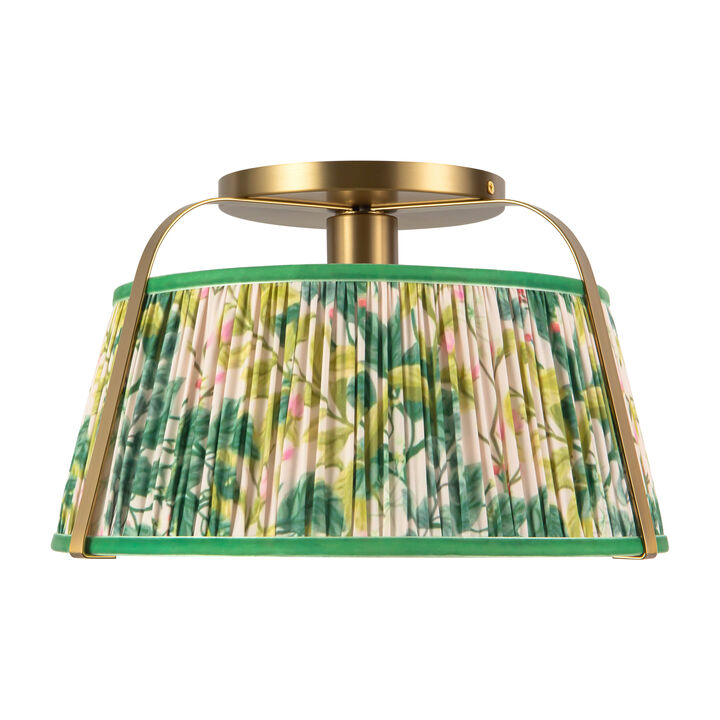 Scout 13 in Semi Flush Mount with Patterned Pleated Shade