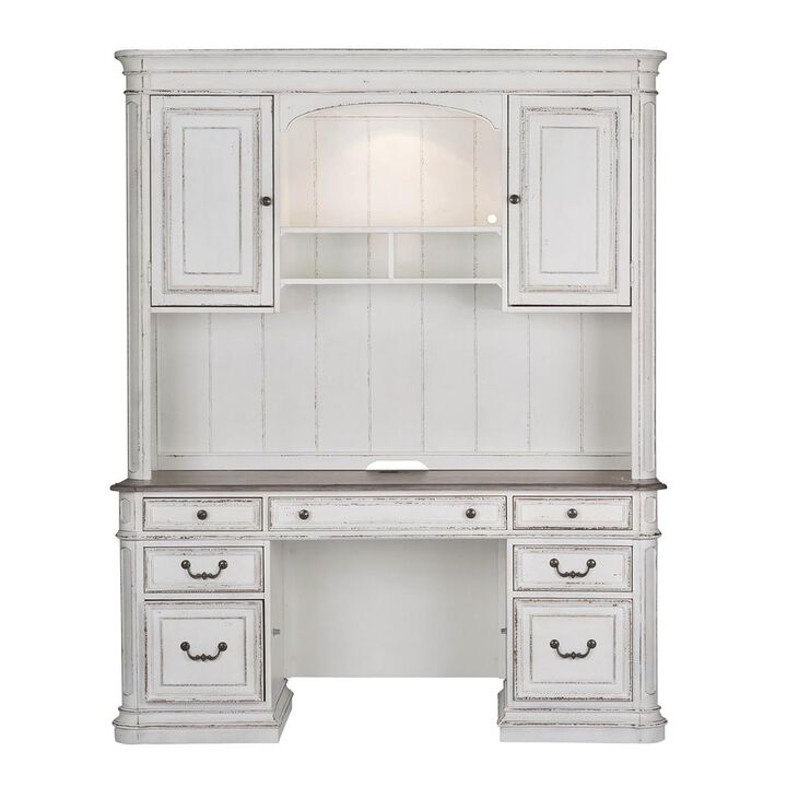 Liberty Furniture Magnolia Manor Complete 5 Piece Desk in Antique White