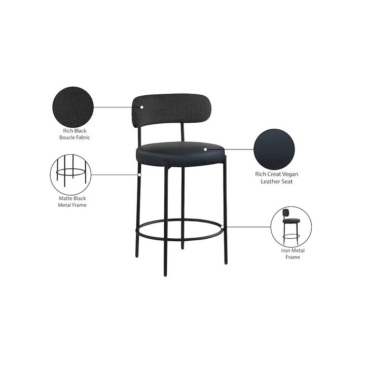 Meridian Furniture Beacon Vegan Leather Seat Stool, Set of 2