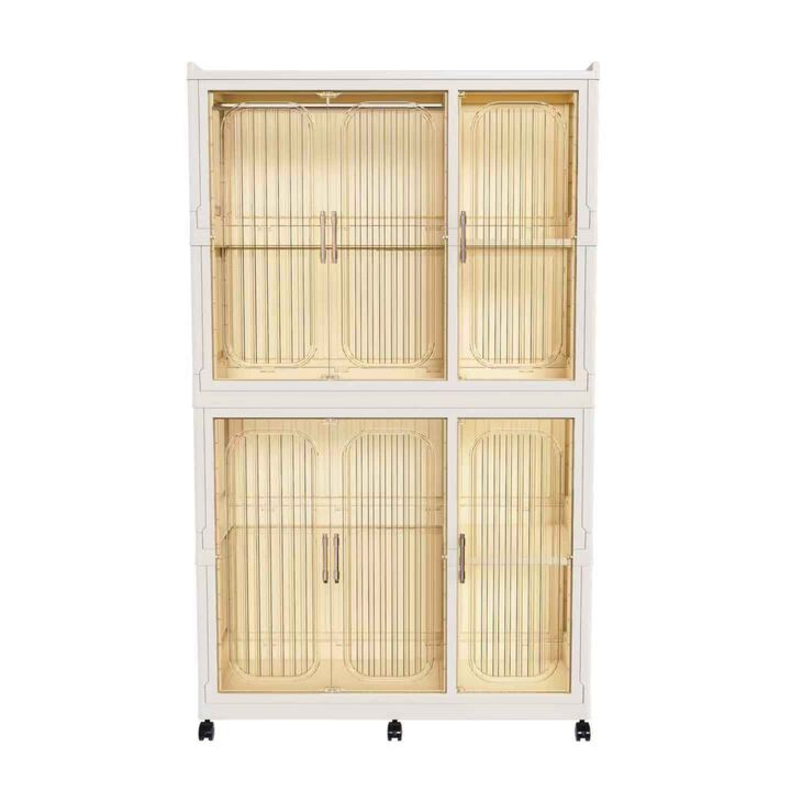 Clihome Portable Wardrobe Closet Organizer,Clothes Dresser,6 Cubes&Magnetic Doors,with Hanging Rods,Hangers