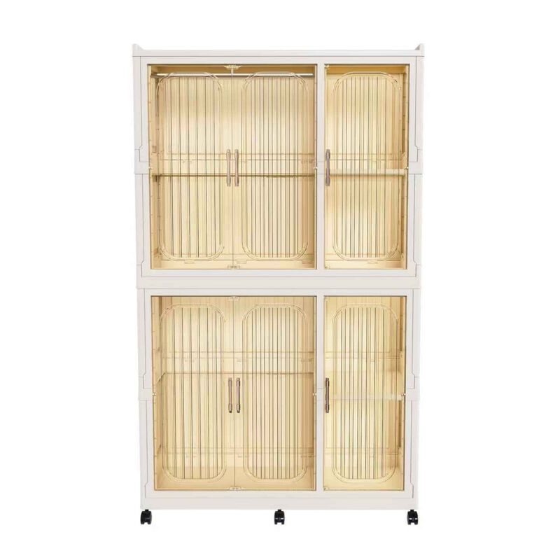 Clihome Portable Wardrobe Closet Organizer,Clothes Dresser,6 Cubes&Magnetic Doors,with Hanging Rods,Hangers image number 0