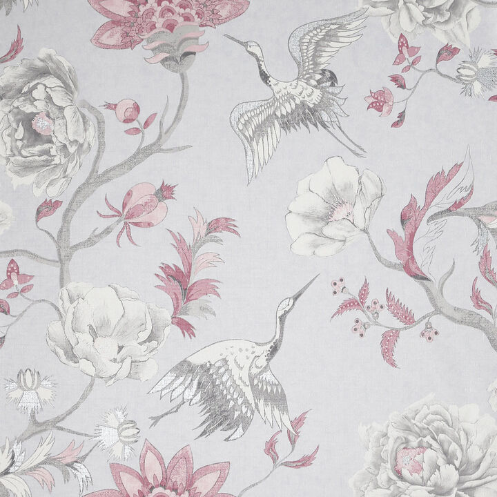 Maggie Light Grey Cranes Wallpaper