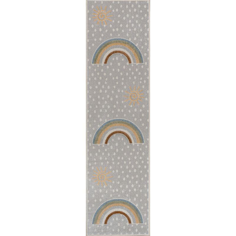 Minha Rainbow Dot Modern Machine Washable Area Rug