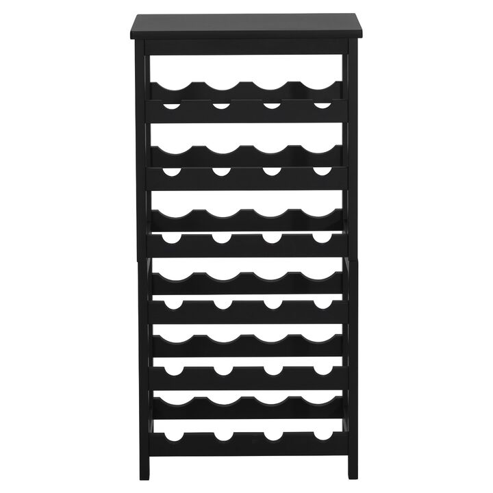 Freestanding 24 Bottle Wine Rack with Tabletop for Kitchen and Dining Room-Black