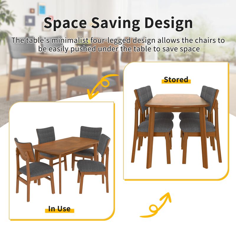Zekast Scandinavian 4‑Piece Dining Table Set image number 5