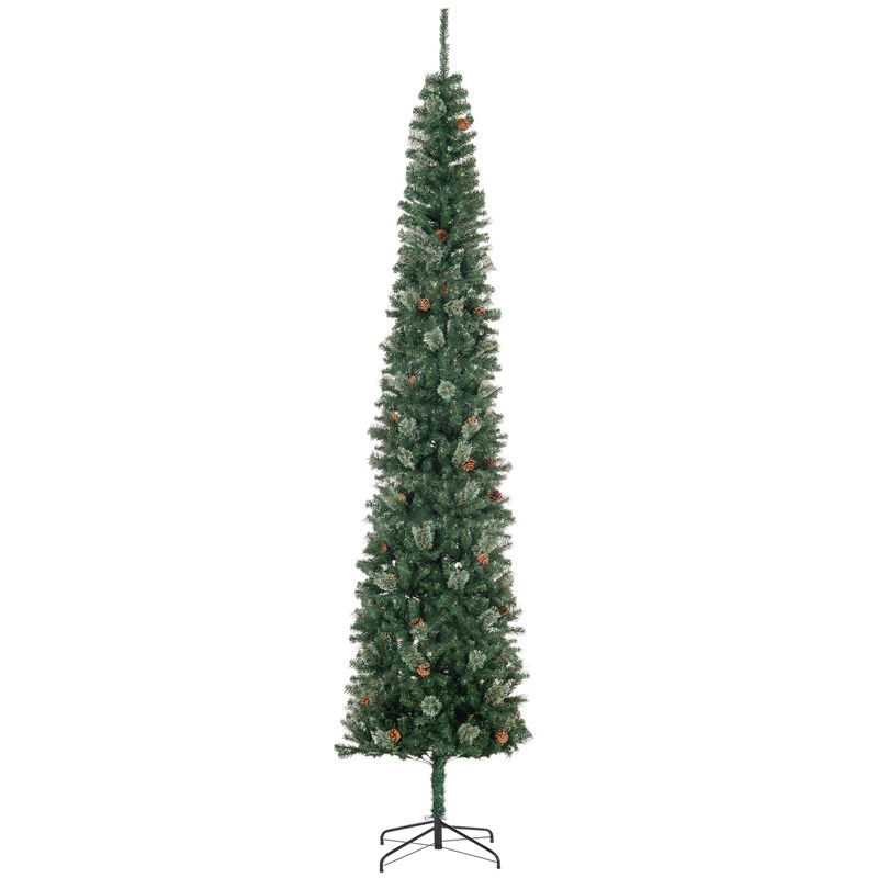BreeBe 9.5FT Slim Xmas Tree with Pine Cones and Metal Base image number 0