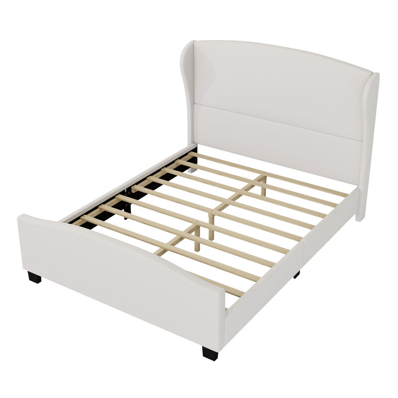 Merax High Headboard Wingback Linen Upholstered Platform Bed