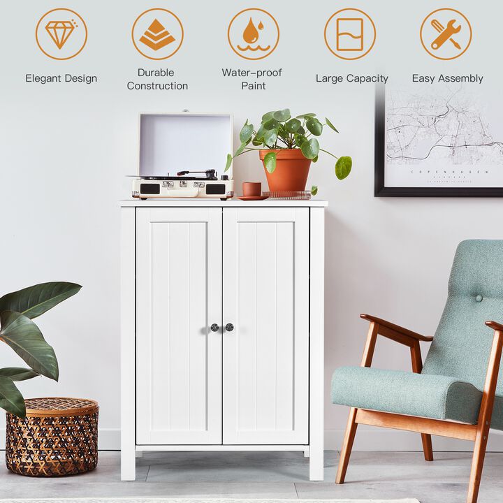 2-Door Bathroom Floor Storage Cabinet Space Saver Organizer