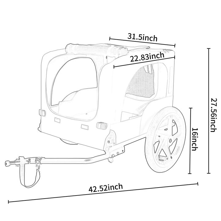 66LB Capacity Heavy-Duty Foldable Pet Bike Trailer with 16" All-Terrain Wheels & Universal Hitch