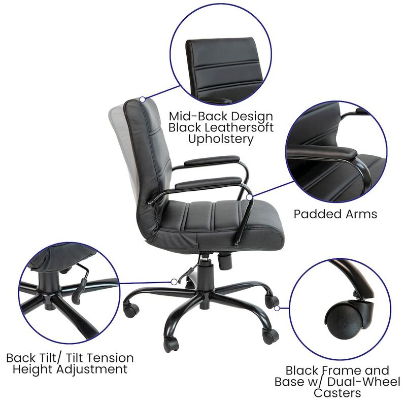 Flash Furniture Mid-Back Black Executive Swivel Office Chair with Black Frame and Arms image number 2
