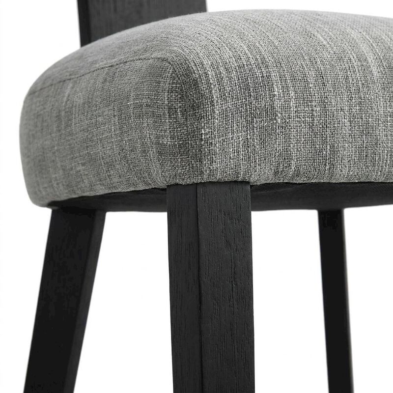 Fabric Upholstered Modern Dining Chair, Heathered Weave Gray Black, Set of 2 image number 3