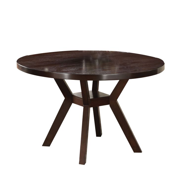 Round Wooden Dining Table, Espresso Brown - Benzara
