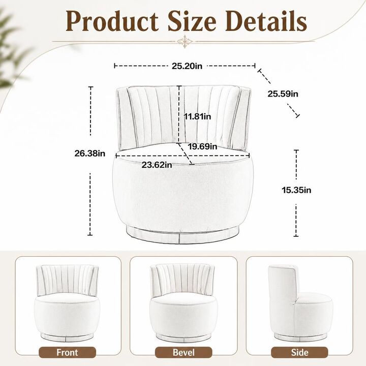 GOODSILO 360 Degree Swivel Barrel Accent Chair, Upholstered Round Armchair for Living Room, Bedroom, Office, Nursery, Lounge, Waiting Rooms