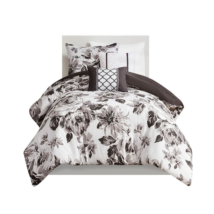 Gracie Mills Marshall Floral Print Comforter Set with Antimicrobial Freshness
