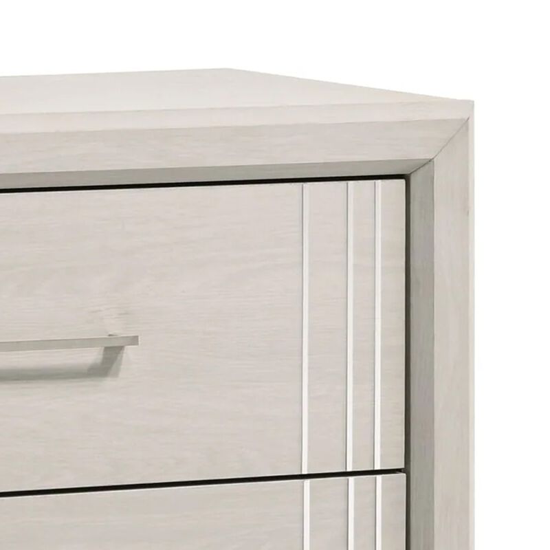 Charie Tall Dresser Chest with 4 Drawers, Tapered Feet, White Wood