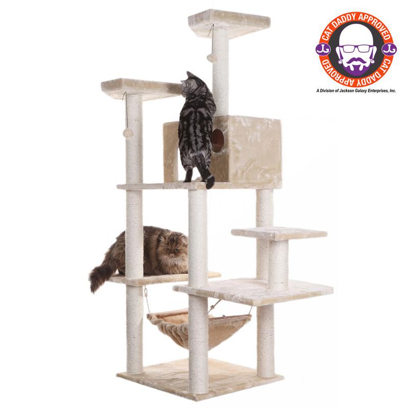 Armarkat 72 Beige Real Wood Cat Tree With Spacious Condo, Sratching Post
