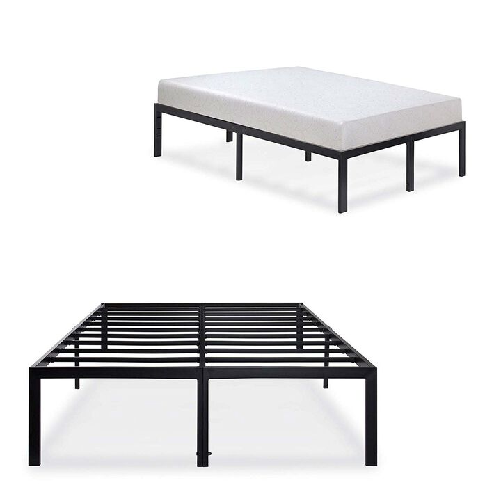 Hivvago Full 18-inch High Rise Heavy Duty Black Metal Platform Bed Frame