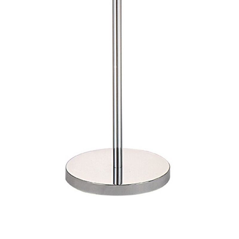 Zoom 66 Inch Floor Lamp, Globe Glass Shade in a Bulb Design, Silver - Benzara image number 3