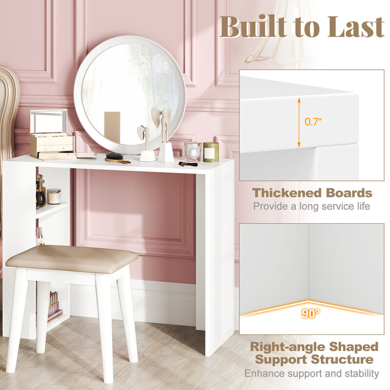 Compact Computer Desk with 3 Open Shelves &ndash; Study Table for Bedroom or Office