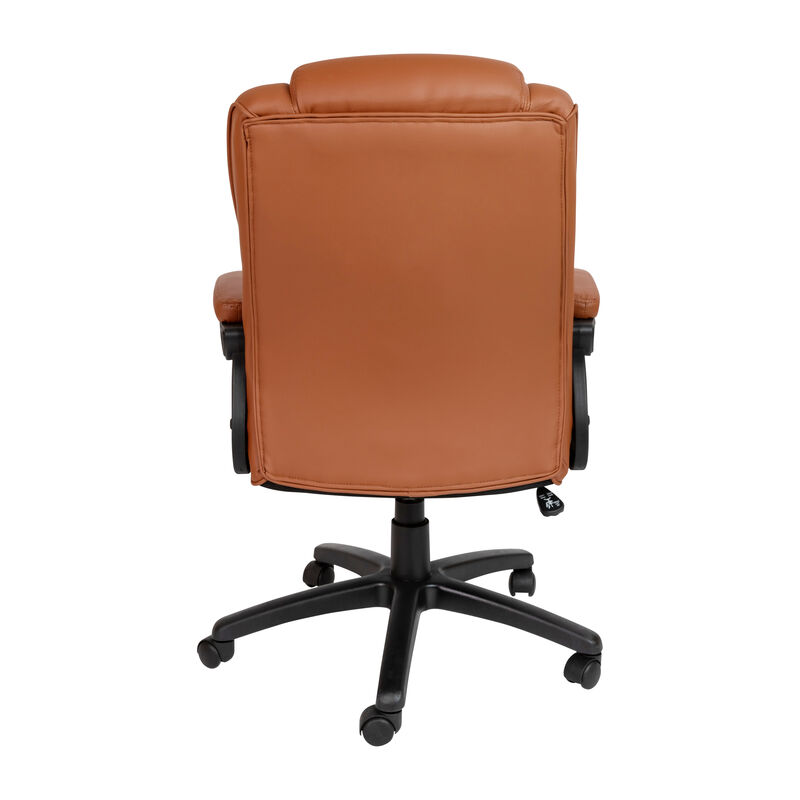 Flash Fundamentals Big & Tall 400 lb. Rated Black LeatherSoft Swivel Office Chair with Padded Arms image number 4